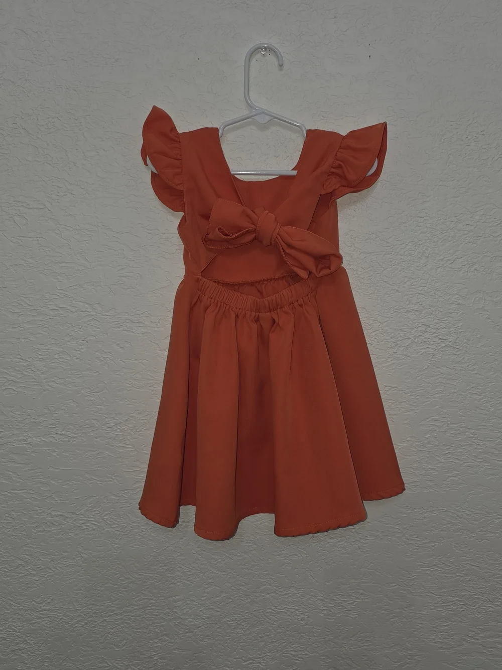Girls' Orange Flutter Sleeve Dress